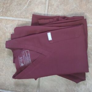 Figs Maroon Scrub Top S And Bottom XS